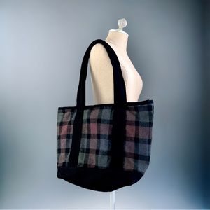 Plaid Tote Bag in Black, Gray and Pink